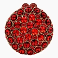 Elegant round red rhinestone clutch bag with sparkling crystal details and gold metal trim - Red