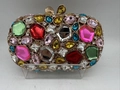 Pochette de soirée élégante ornée de cristaux multicolores sur cadre métallique - Or Multicolore