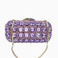 Elegante pochette da sera con strass viola, cornice dorata e tracolla a catena a serpente - Violetto