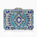 Luxury blue rhinestone evening clutch bag with geometric crystal pattern - Silver Blue Multi-color