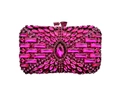 Detailed close-up of rose red clutch featuring marquise and rectangular rhinestones - Rose Red