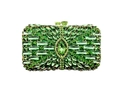 Detail of green rhinestone evening clutch bag with large emerald-cut crystals - Light Green