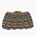 Pochette da sera traforata con strass colorati e motivi a ventaglio per cerimonie - Nero Iridescente
