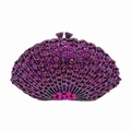 Deep pink shell-shaped evening clutch bag with sparkling rhinestone radial pattern - Purplish Red