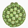 Pochette de soirée ronde vert émeraude avec strass et fermoir coeur doré - Vert Pomme