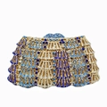 Pochette de soirée exquise en strass bleu et or avec motif coquillage pour événements - Bleu Royal Or Multicolore