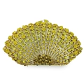 Fan-shaped evening clutch bag encrusted with yellow and champagne gradient rhinestones - Yellow