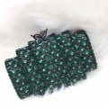 Bolso de noche verde con purpurina, patrones de hojas de cristal y cierre de mariposa - Verde