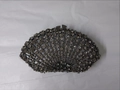 Elegant shell-shaped evening clutch bag in dark grey with intricate rhinestone embellishments - Gray