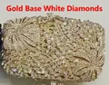 Motif floral complexe de strass sur pochette de soirée dorée de luxe - 19.5*12.5*6cm / Or / Zircone Blanche
