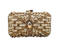 Elegant gold rhinestone clutch bag featuring mixed crystal patterns and a metal frame - Gold / Gold Rhinestone