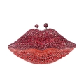 Abendtasche in Lippenform mit roten Kristallen und Metallrahmen für Bankette - Rot
