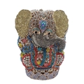 Luxuriöse Elefanten-Abendtasche mit bunten Strasssteinen und goldener Metallrahmen - Goldener bunter Elefant