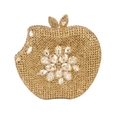 Pochette de soirée en forme de pomme dorée avec strass scintillants et motif floral - Or / Strass Or