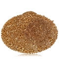 Vue détaillée d'une pochette dorée ovale ornée de strass brillants haute densité - Base Or Zirconium Doré