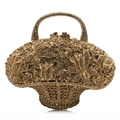Elegante borsa da sera a cesto color oro champagne con cristalli di alta qualità - Tutto Oro