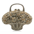Borsa da sera a cesto dorata con decorazioni floreali in cristallo scintillante - Oro Bianco