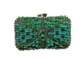 Emerald green evening clutch bag with sparkling rhinestones and gold metal clasp - Green