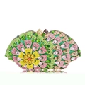 Elegante borsa da sera ovale con cristalli floreali verdi e chiusura magnetica in metallo - Verde Chiaro AB