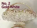 Elegant gold and white basket-shaped clutch bag encrusted with sparkling rhinestones - 2# Gold & White