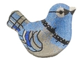 Dettaglio della borsa da sera a forma di uccello con cristalli blu e grigi fatti a mano - Blu