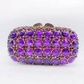 Detailed close-up of purple gemstone evening clutch bag with sparkling crystal embellishments - Purple Gemstone Hard Case Style (Send Image After Ordering)