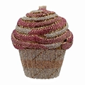 Cupcake shaped evening clutch bag with pink and champagne rhinestones for women - Gold Champagne Pink