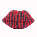 Lippenvormige clutch met rood en zwart zebramotief en fonkelende kristallen strass - Lip / Zwart Rood Zebra