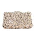 Pochette de soirée scintillante avec fleurs en strass et cadre doré pour femmes - Evening Bag / Doré