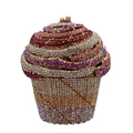 Sparkling crystal encrusted cupcake evening clutch bag with pink and gold rhinestones - Magic Purple Red