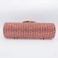 Detailed view of pink rhinestone evening clutch bag with cylinder shape and gold finish - Pink Cylindrical Full Rhinestone Style (7)