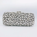 Detailed view of silver evening clutch bag with marquise-cut rhinestones and metal clasp - Silver Marquise High Brightness Rhinestone Style (8)