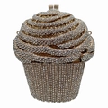 Sparkling cupcake shaped evening clutch bag with hand-set champagne and silver crystals - Gold / White Zirconia