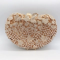 Bolso de noche de lujo dorado para mujer con diseño de hojas y diamantes de imitación - Dorado / Circonita Blanca