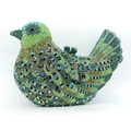 Macro detail of bird-shaped clutch bag featuring colorful rhinestones and metal closure - Green Yellow Bird Full Rhinestone Shape (43)
