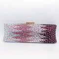 Detailed close-up of pink and purple gradient rhinestones on a luxury evening clutch bag - Pink Purple Gradient Full Rhinestone Style (47)