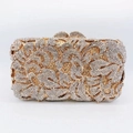 Detailed view of luxury hollow floral crystal evening clutch bag with gold frame - Gold Transparent Rhinestone Scroll Pattern Style (42)