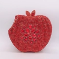 Pochette de luxe en forme de pomme rouge ornée de strass et de grandes pierres précieuses - Rouge