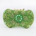 Macro shot of green rhinestone evening clutch showing intricate crystal floral patterns - Green Floral Radial Full Rhinestone Style (48)