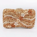 Detailed close-up of crystal evening clutch bag with amber floral rhinestone patterns - Amber Wave Texture Style (36)