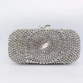 Macro view of silver hard-shell evening clutch with hollow rhinestones and crystal clasp - Silver Full Rhinestone Butterfly Buckle Hard Shell Style (33)