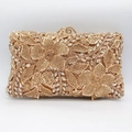 Pochette de soirée dorée avec fleurs en strass haute densité et motifs de vigne élégants - Or / Strass Or