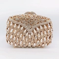 Detailed shot of luxurious gold clutch bag with marquise crystals and rhinestones - Golden Multilayer Marquise Faux Diamond Style (33)