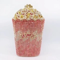 Detailed view of novelty popcorn-shaped clutch with sparkling pink and white rhinestones - Pink White Yellow Full Rhinestone Popcorn Shape (31)
