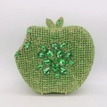 Pochette de luxe en forme de pomme verte avec cristaux d'émeraude et strass - Vert