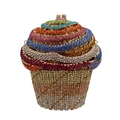 Rainbow crystal cupcake evening clutch bag with multicolored rhinestones and gold base - Lake Blue Colorful