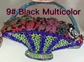 Basket clutch evening bag with black iridescent crystal floral basket design - 9# Black Multicolor