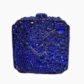 Detail of navy blue evening clutch with crystals and sparkling key-shaped diamond pattern - Royal Blue