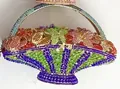 Basket style clutch bag with multi-colored rhinestones in blue and purple shades - 10# Blue Multicolor