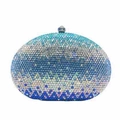 Gradient rhinestone evening clutch purse with crystal embellishments in blue and green - Blue Gradient